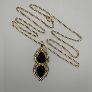 NWT Anna Beck Gold Plated Black Onyx Pendant Necklace